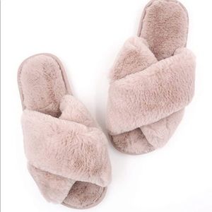 Plush Fuzzy Plush Pink Super Soft Slippers Slides